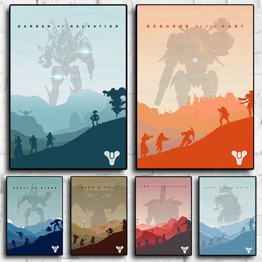 Destiny Raid Collection Video Game Modern Design Retro Canvas Painting Posters  For Living Room Wall Art Decor Home Decoration